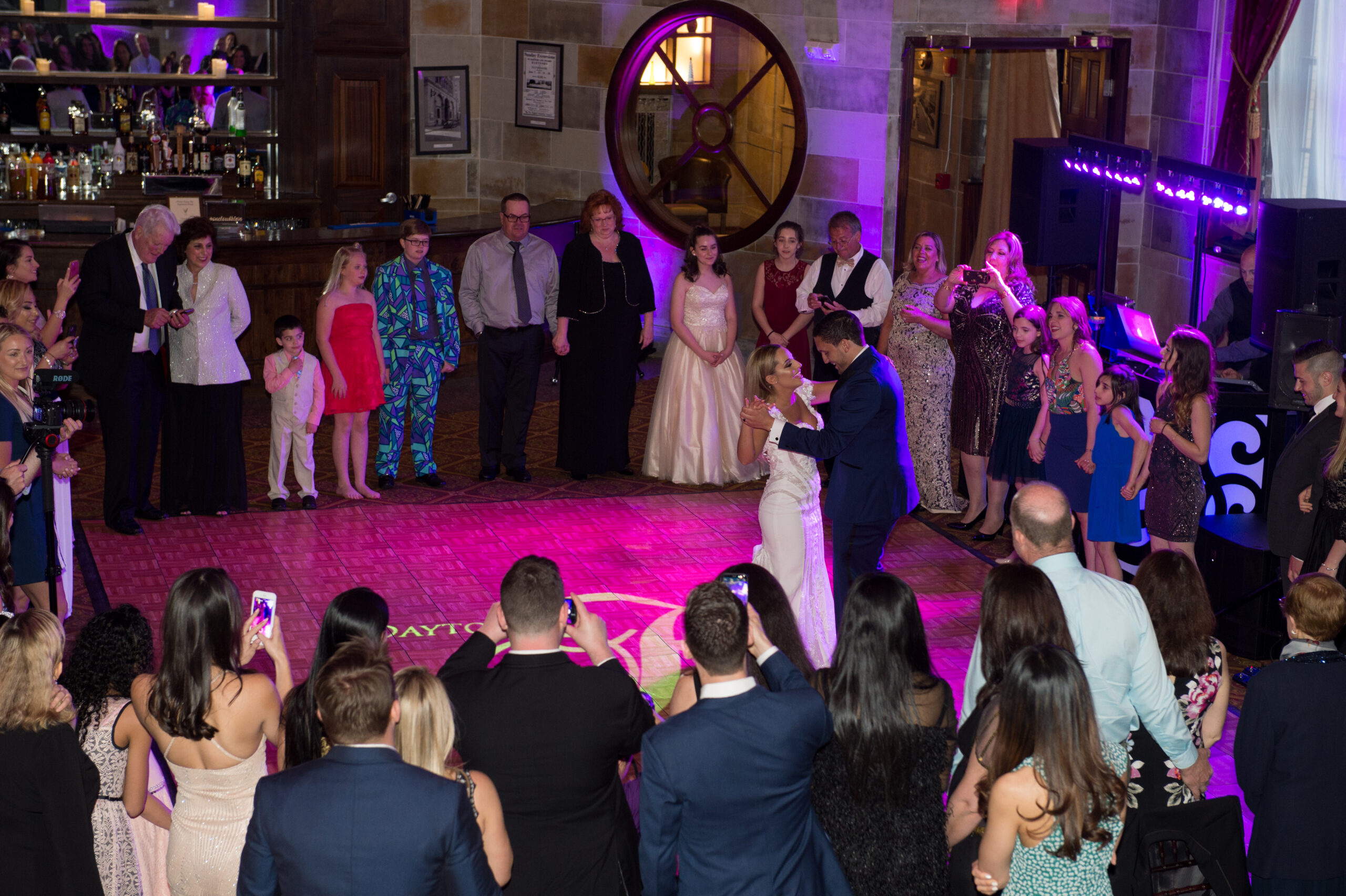 CT wedding DJ dramatic first dance with lighting Society Room of Hartford CT